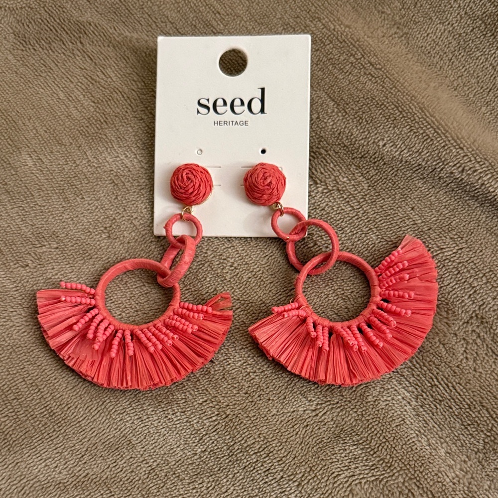 Seed Heritage Pink Tassel Earrings